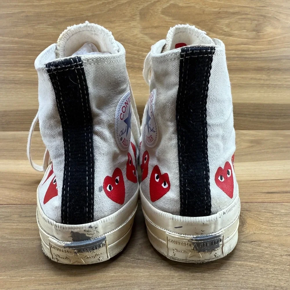 Comme Des Garcons Play Converse Mens 8 White High Top Sneakers